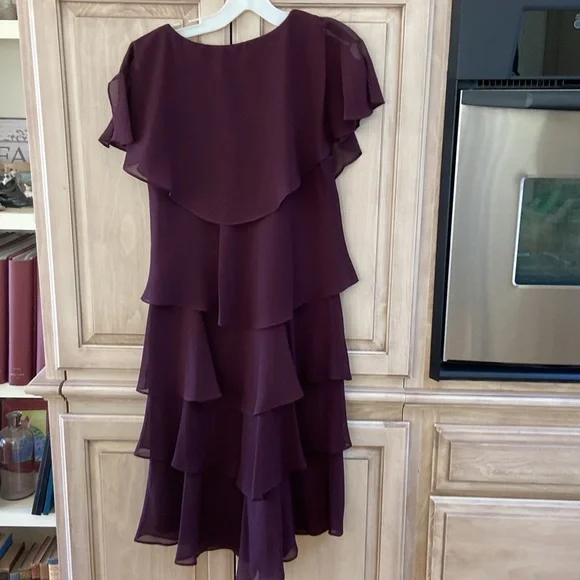 SLNY dress sz 10 eggplant purple euc tiered - Picture 4 of 5